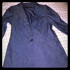 Navy blue denim blazer